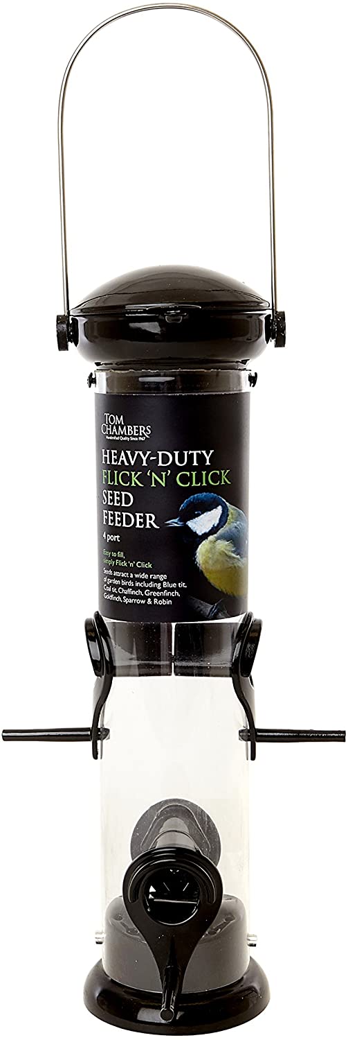 Tom Chambers Heavy Duty 4 Port Flick  n  Click Seed Feeder For Sale