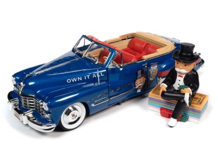 1 18 1947 Cadillac Series 62 Convertible with Mr. Monopoly Resin Figure For Cheap