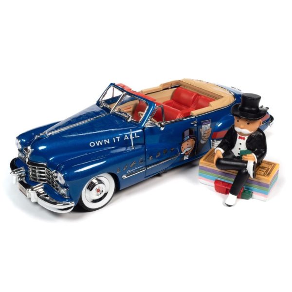 1 18 1947 Cadillac Series 62 Convertible with Mr. Monopoly Resin Figure For Cheap