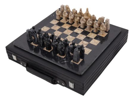 38cm Special Edition Chess Set - Black & Coral Discount