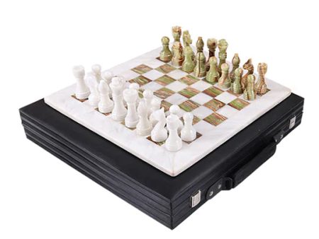 38cm Chess Set with Storage Box - Oceanic & White Discount