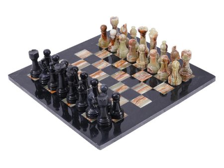 38cm Chess Set with Storage Box - Black & Green For Sale